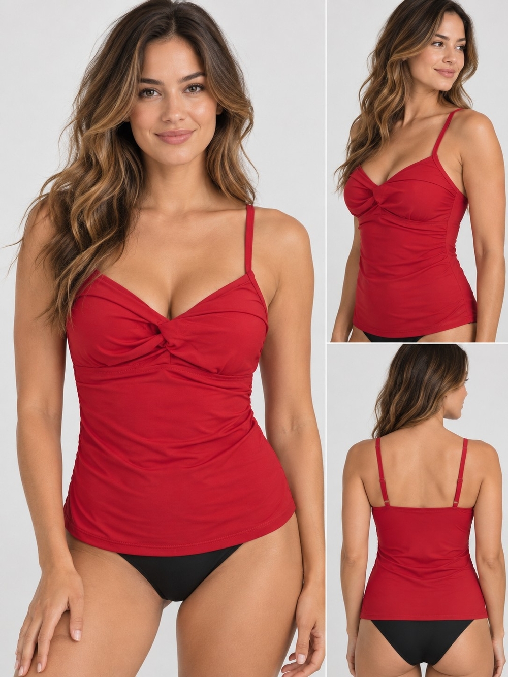 Athleta Red Twist-Front Camisole Tankini Swimming top